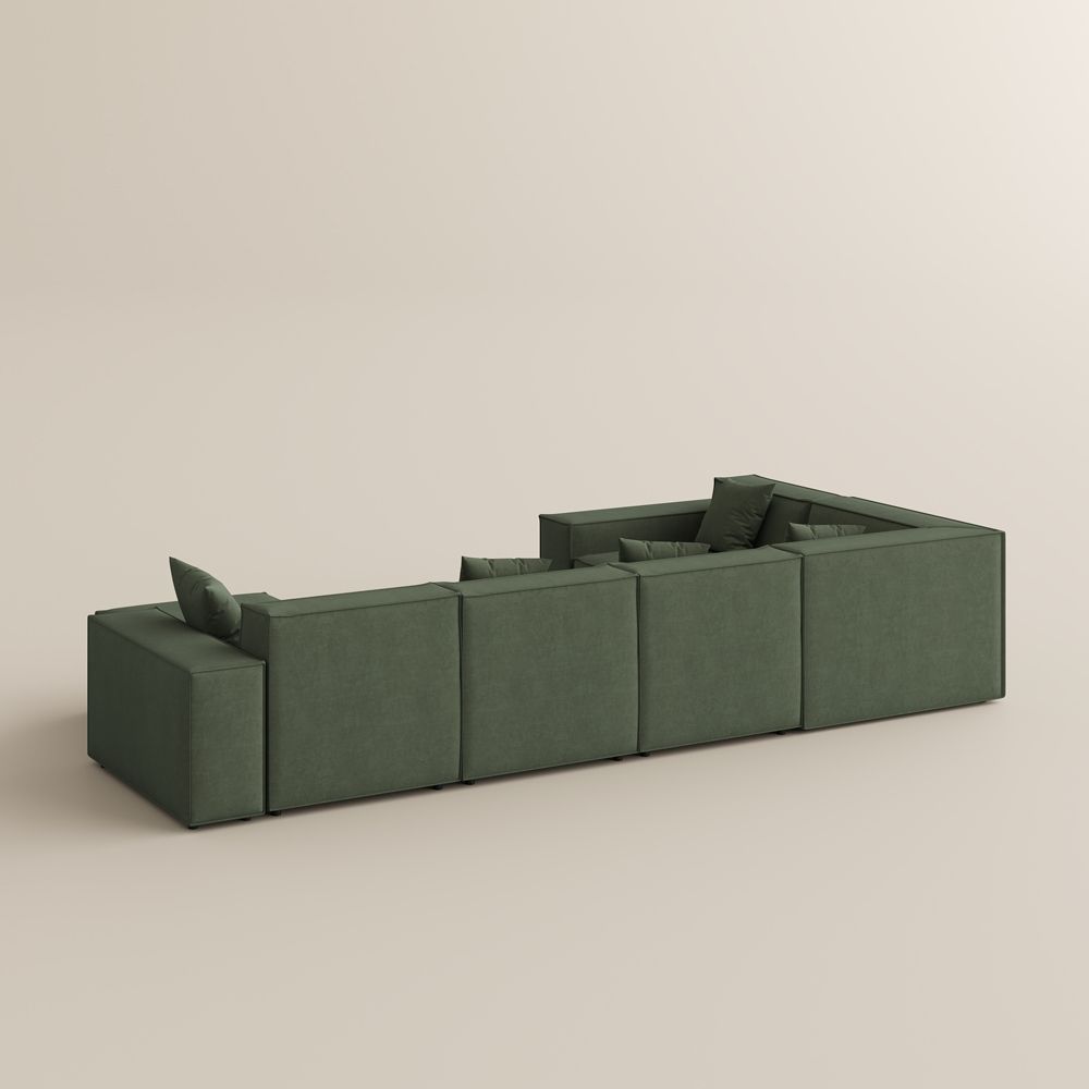 Fully Assembled Green Fabric Modular Sofas