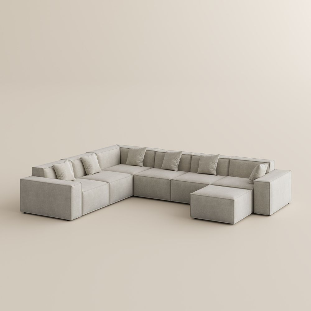 7+Seater Beige Fabric Modular Sofas