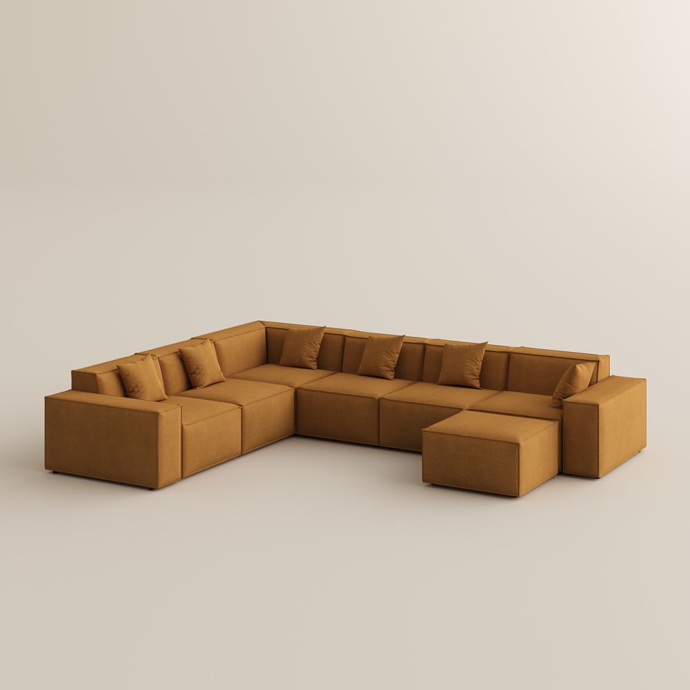 Medium Yellow Fabric Modular Sofas