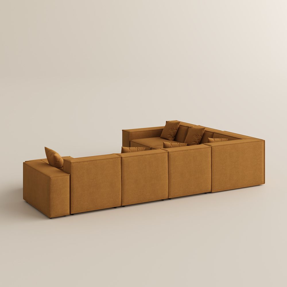 Removable Yellow Fabric Modular Sofas