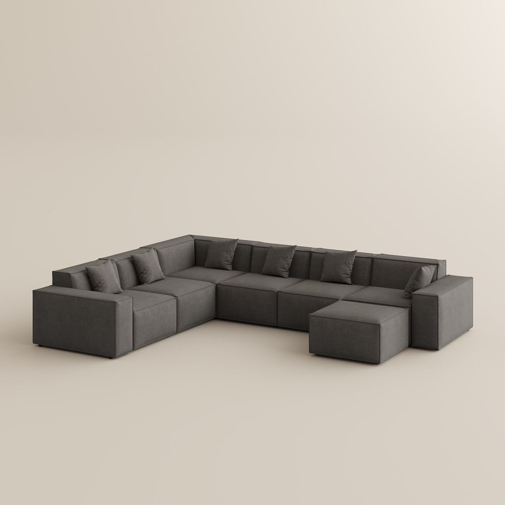 Living Room Dark Gray Fabric Modular Sofas
