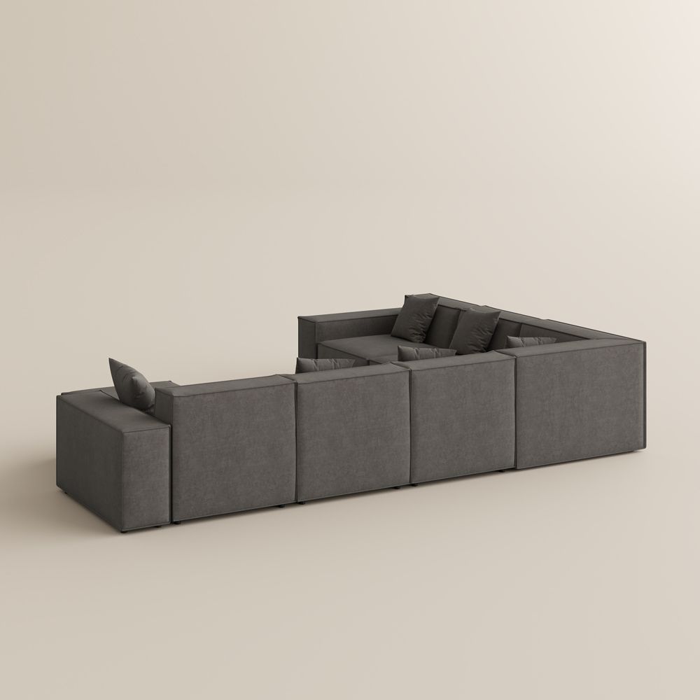 7+Seater Dark Gray Fabric Modular Sofas