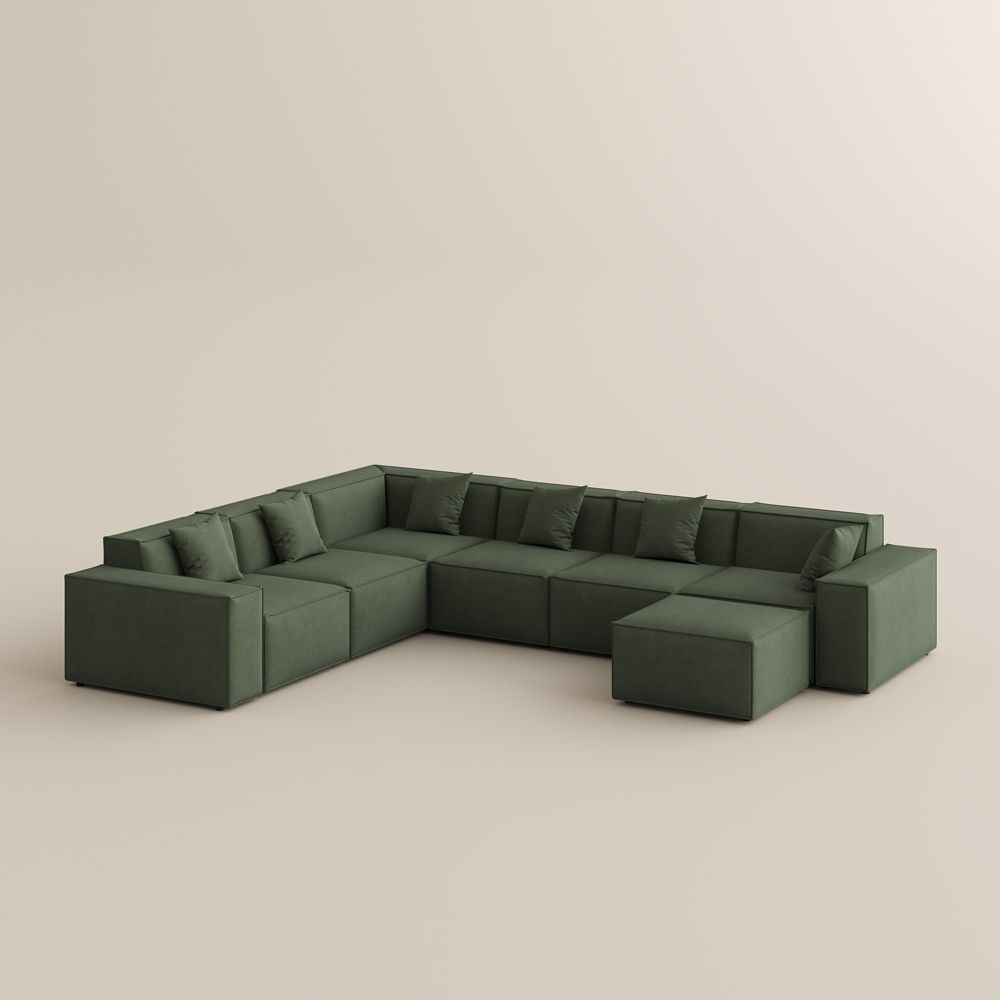 Medium Green Fabric Modular Sofas