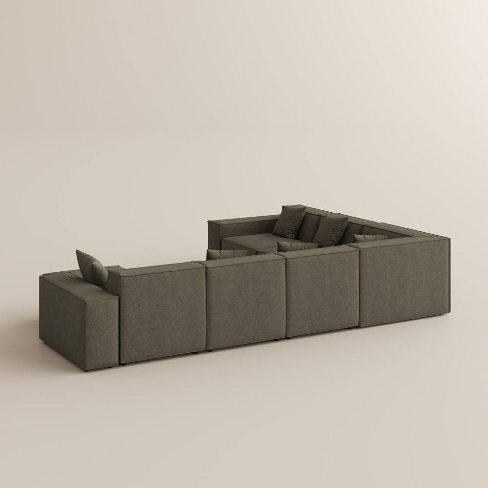 Medium Khaki Fabric Modular Sofas
