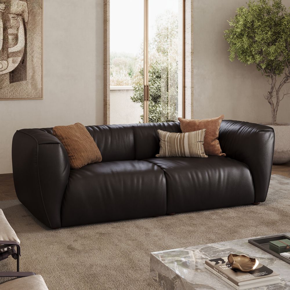 Genuine Leather Black Leather Modular Sofas