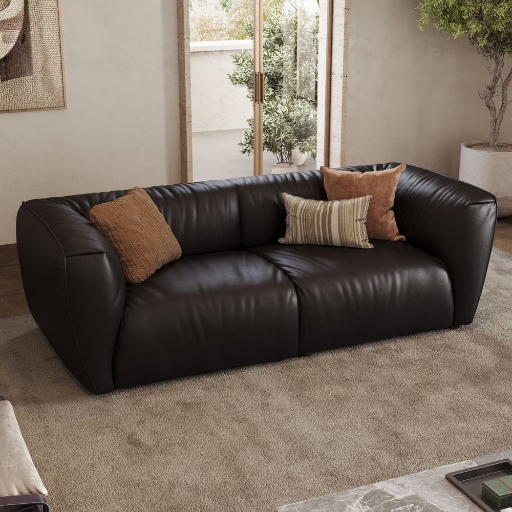 Bedroom Black Leather Modular Sofas