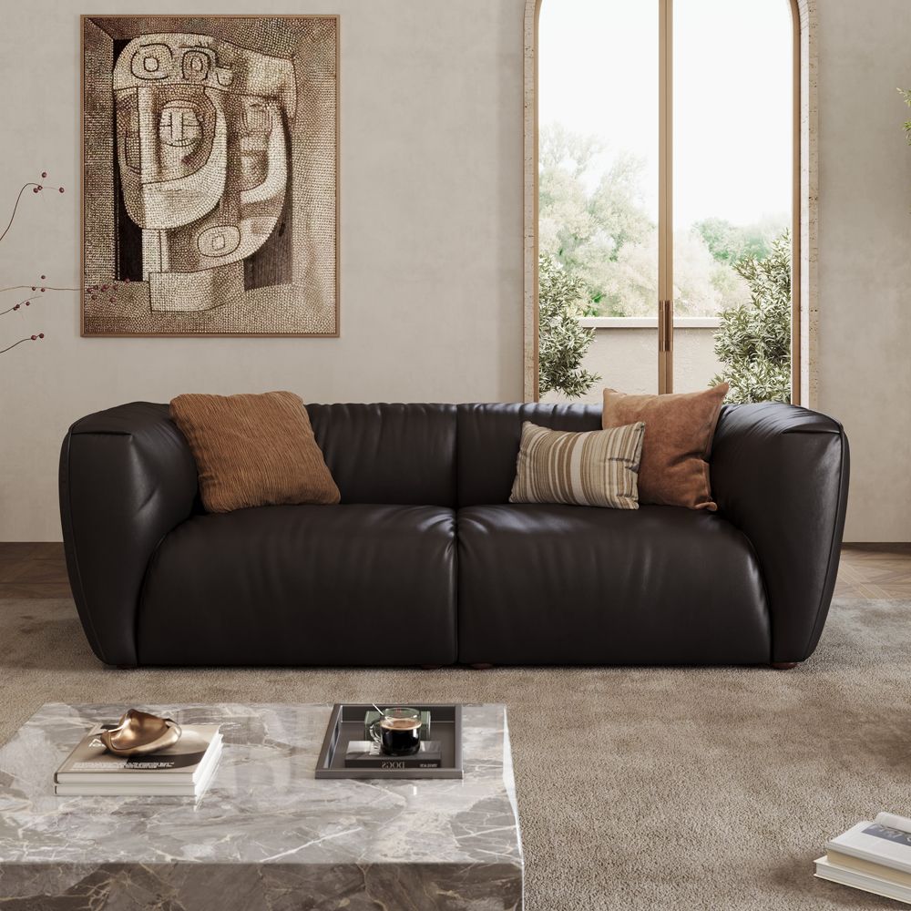 Partial Assembly Required Black Leather Modular Sofas