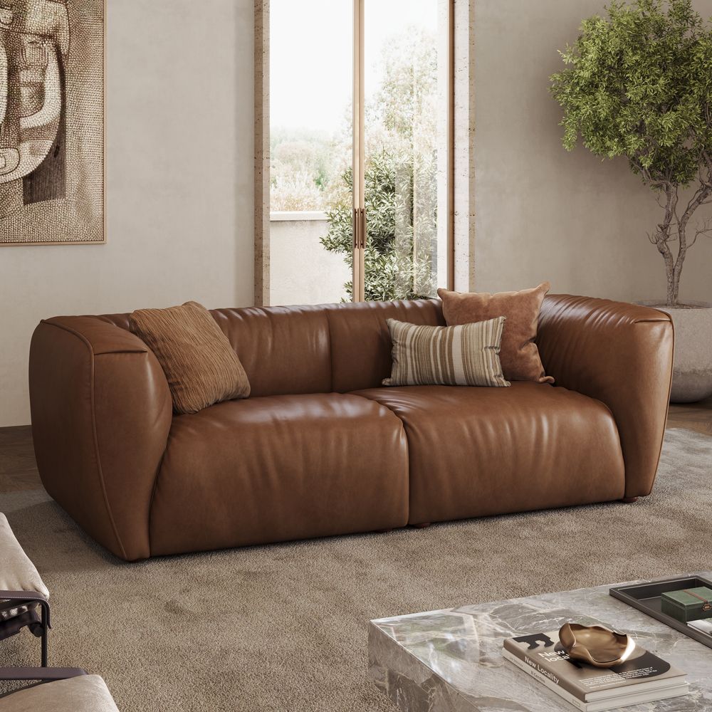 The loveseats Brown Leather Modular Sofas
