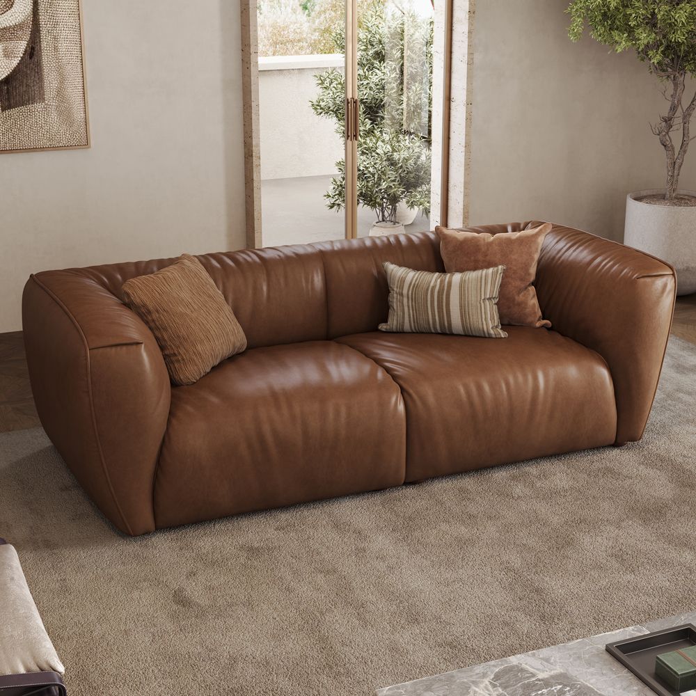 Apartment Brown Leather Modular Sofas