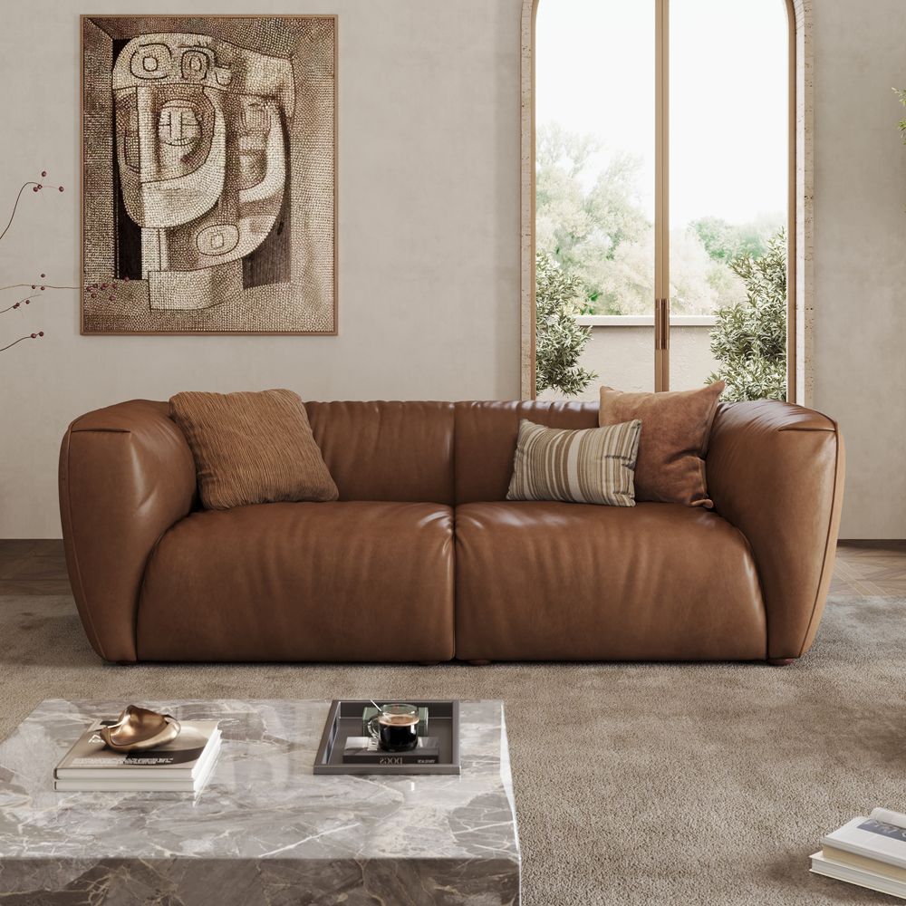 Medium Brown Leather Modular Sofas
