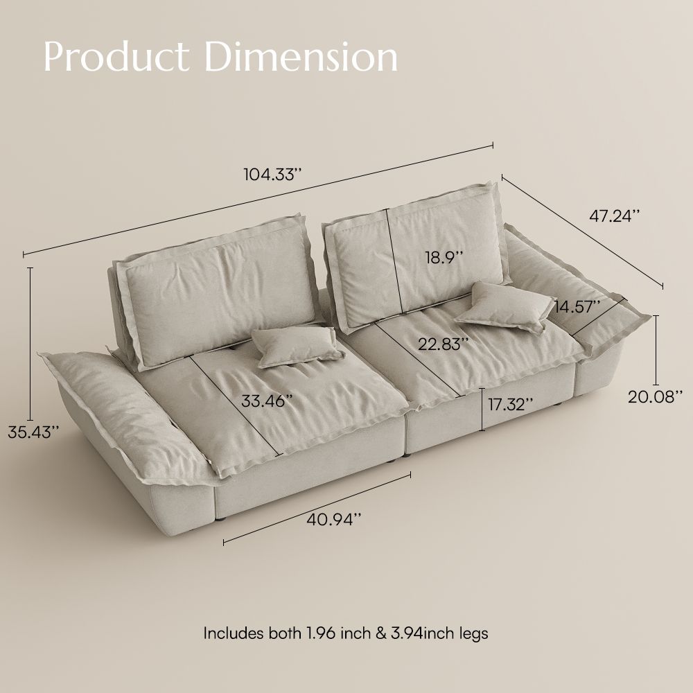 Comfortable Beige Suede Fabric Modular Sofas