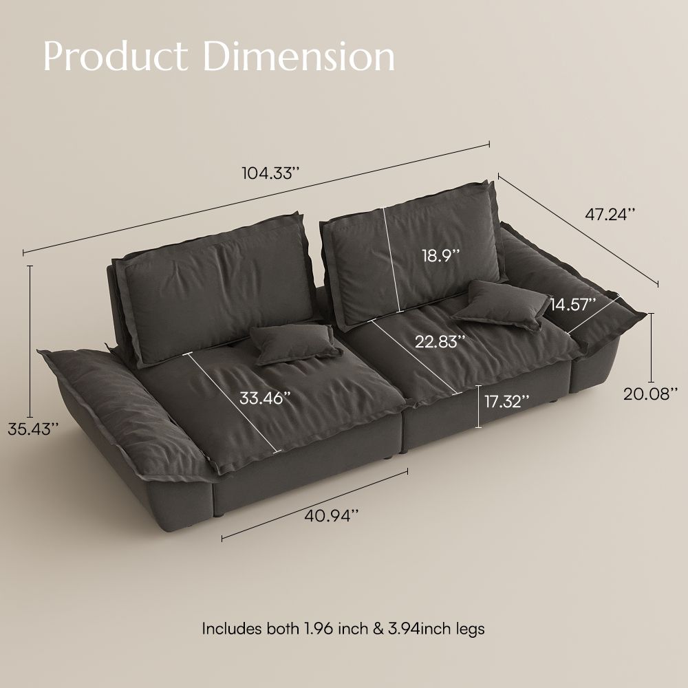 Adjustable Gray Suede Fabric Modular Sofas