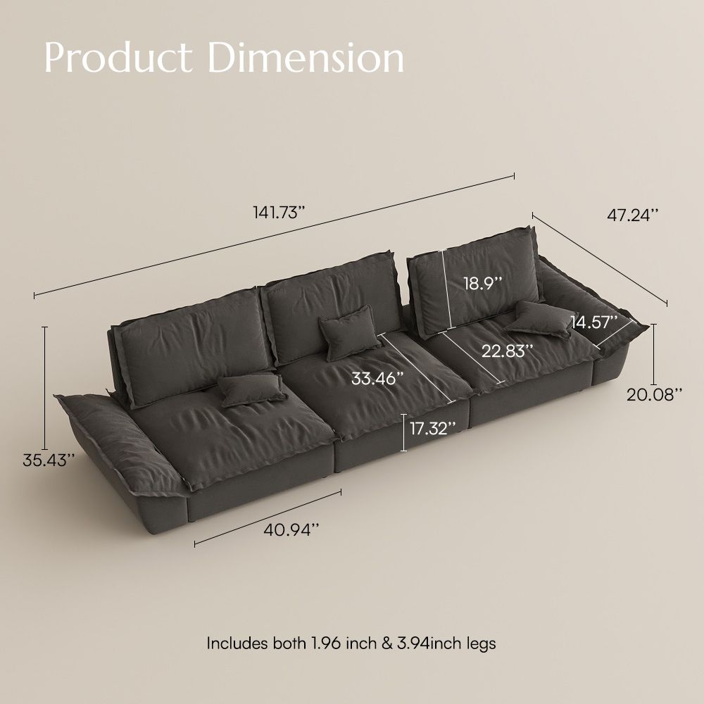 Modern Gray Suede Fabric Modular Sofas