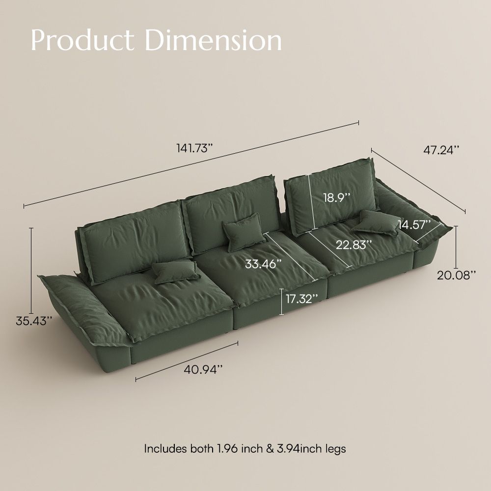 Modern Green Suede Fabric Modular Sofas