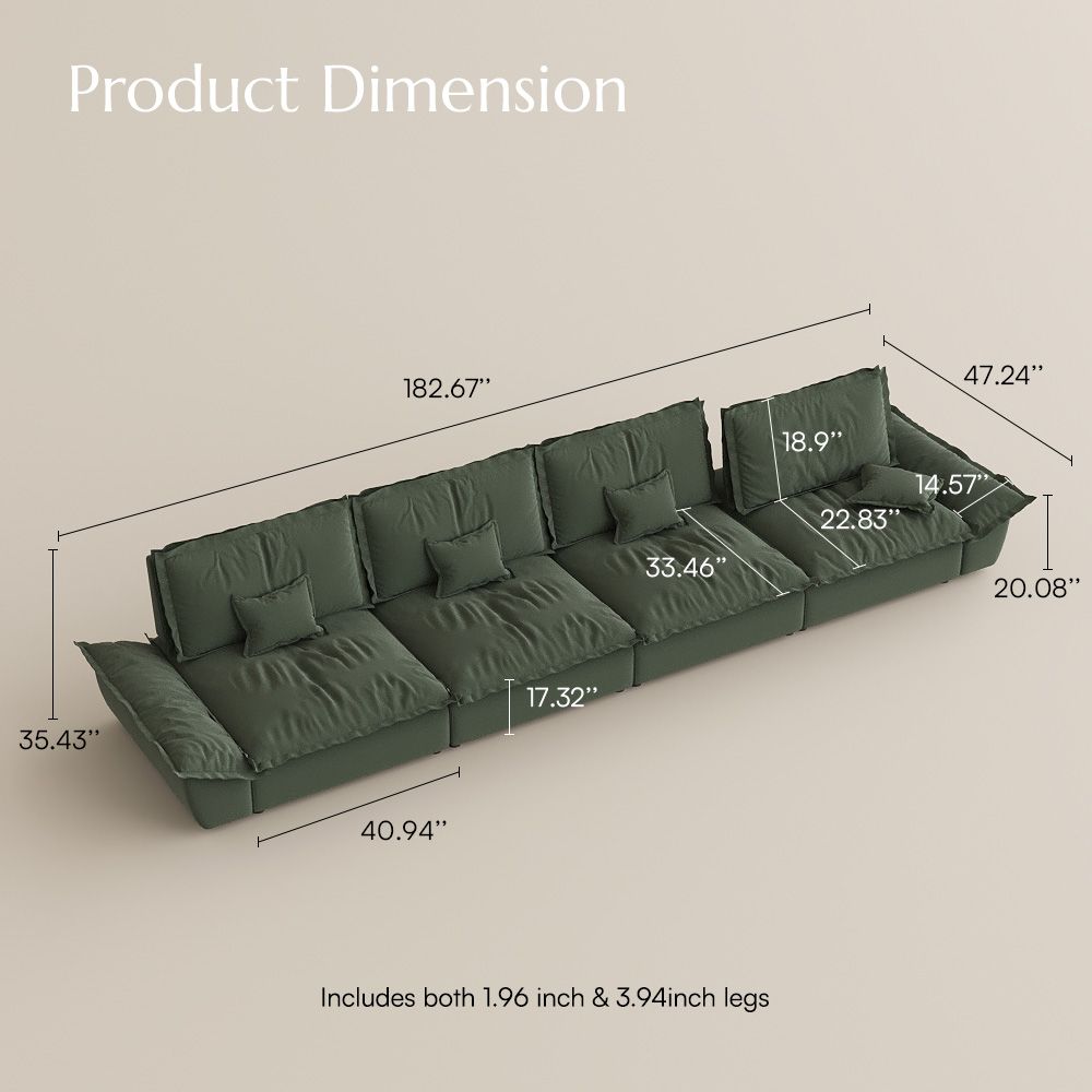 Modern Green Suede Fabric Modular Sofas