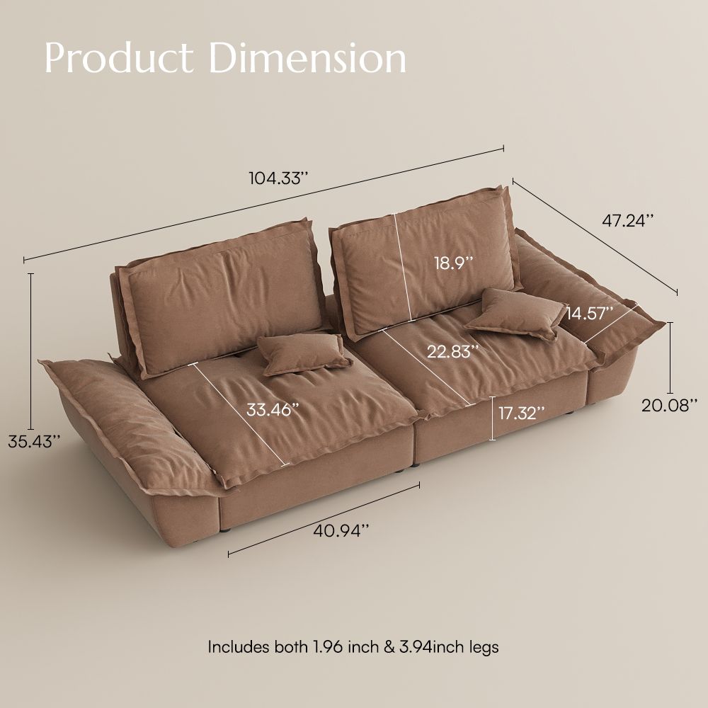 Adjustable Brown Suede Fabric Modular Sofas