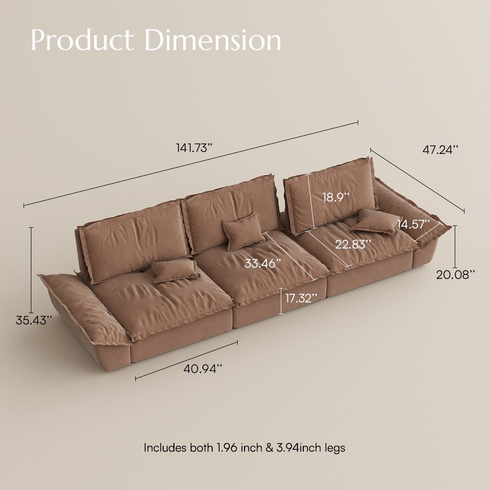 Sectionals Brown Suede Fabric Modular Sofas