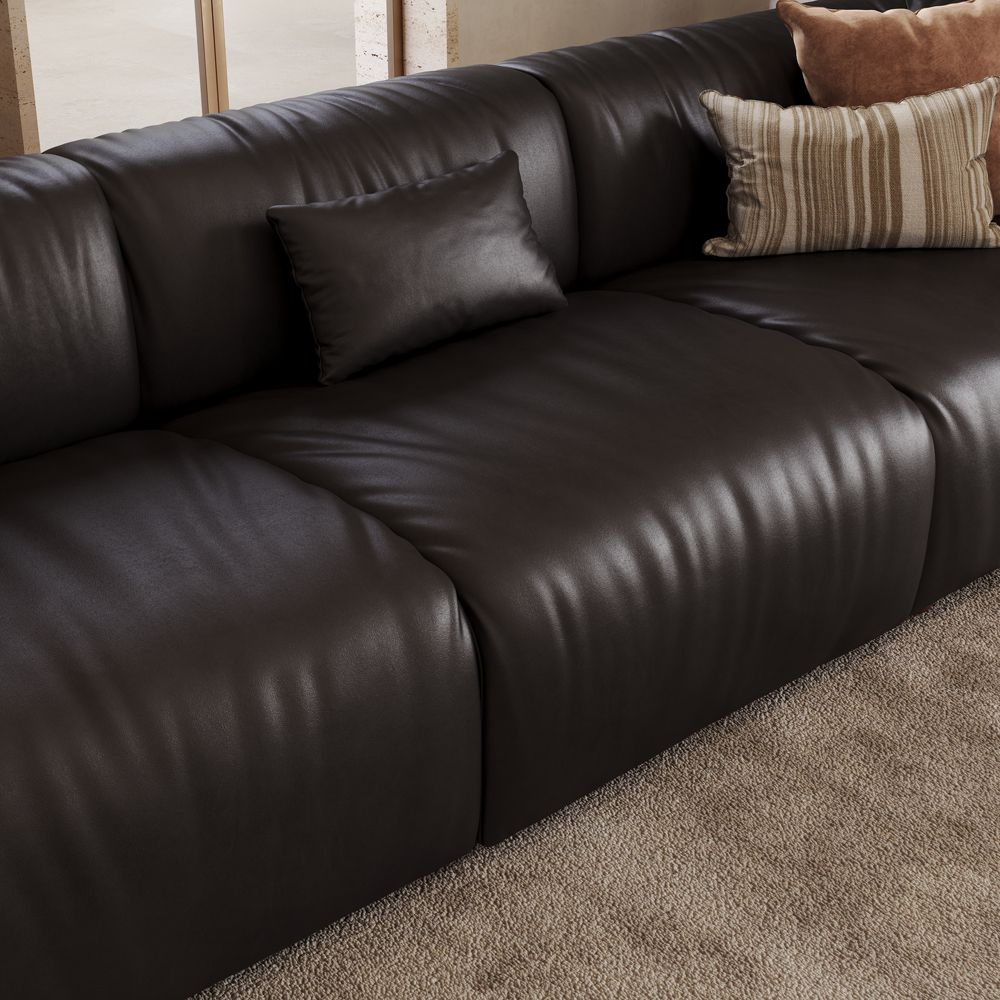 Office Black Leather Modular Sofas