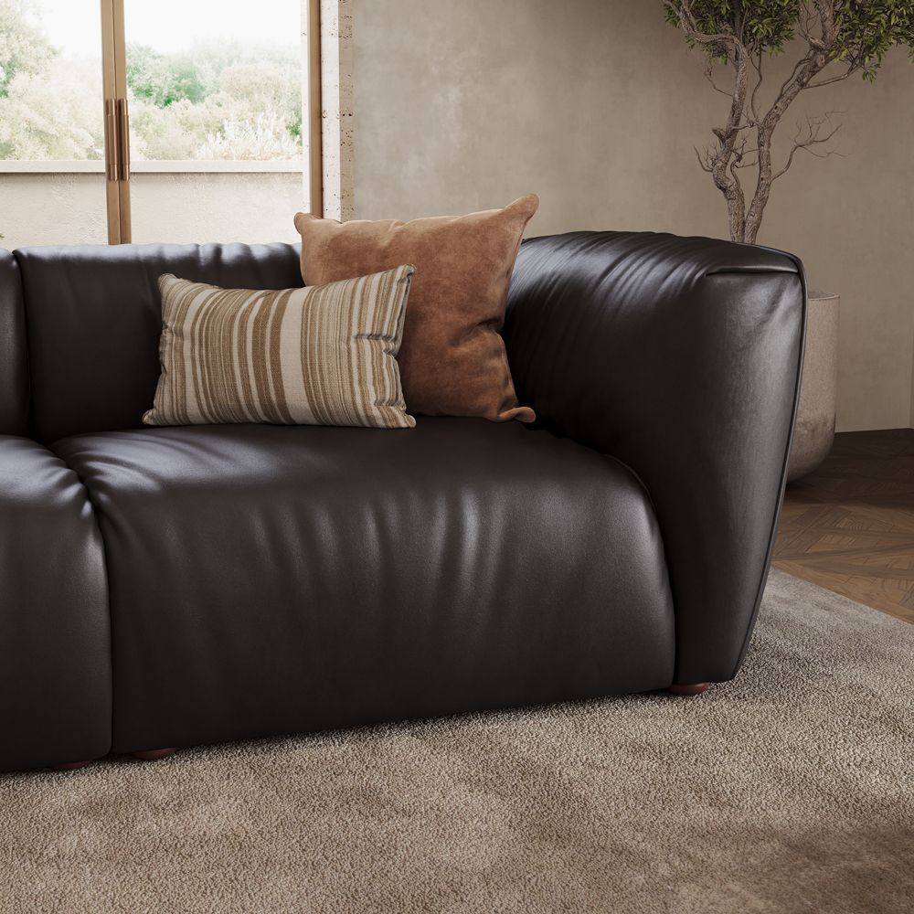 Spring Black Leather Modular Sofas