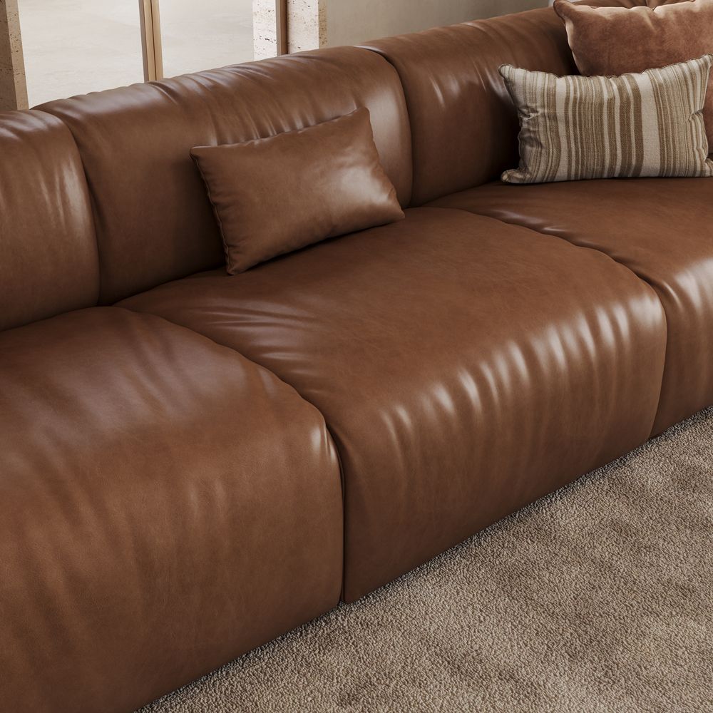 Relaxed Brown Leather Modular Sofas
