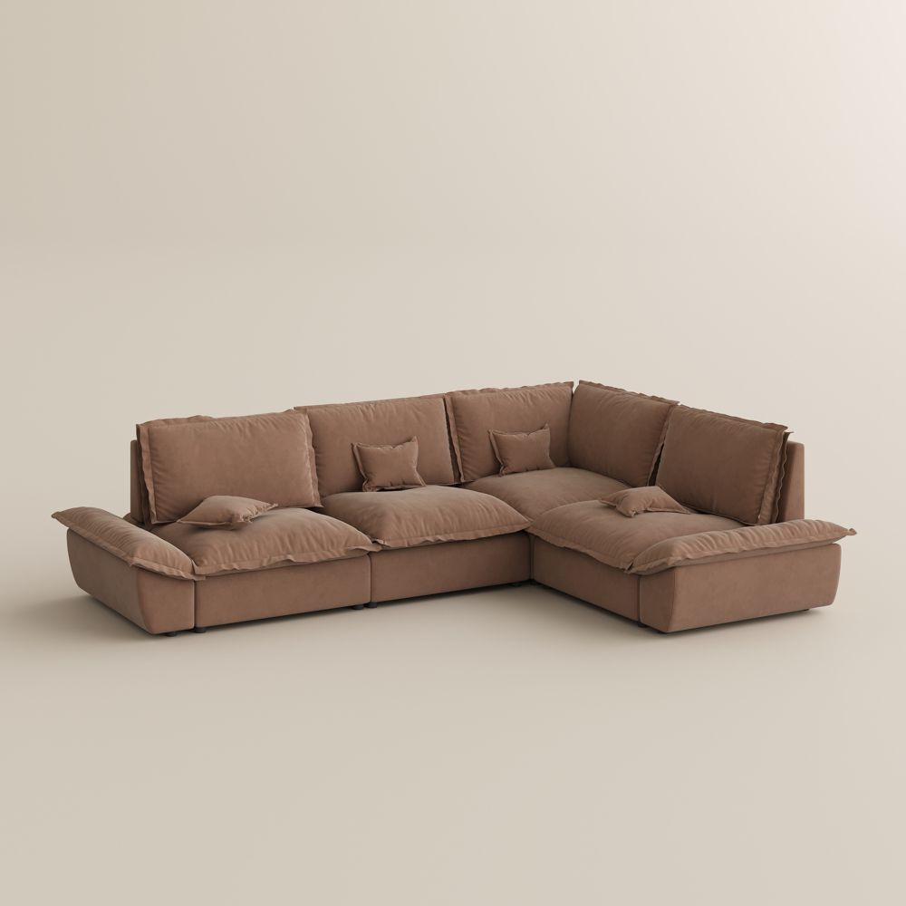 for 4 Brown Suede Fabric Modular Sofas