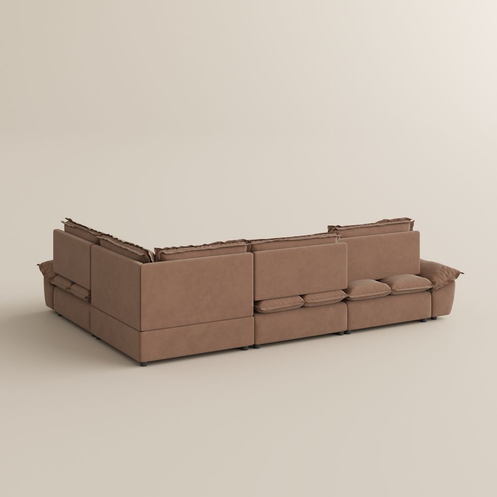 for 4 Brown Suede Fabric Modular Sofas