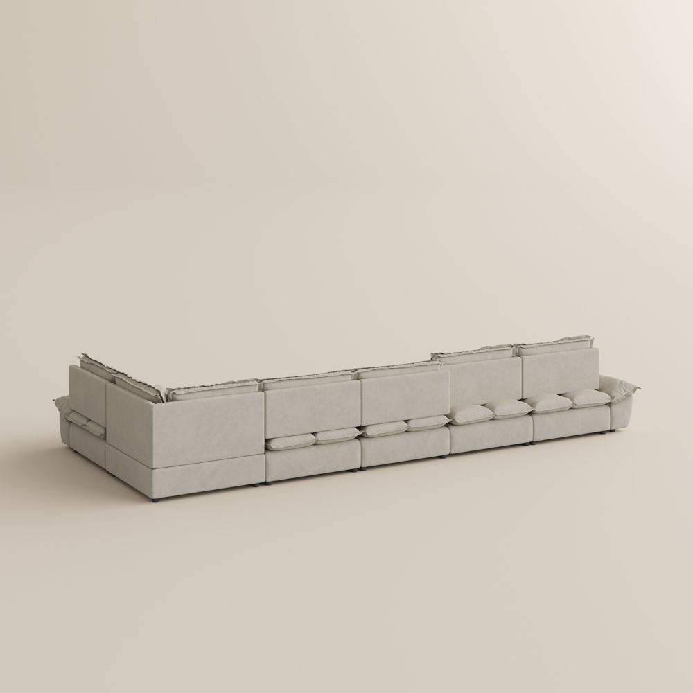 Soft Beige Suede Fabric Modular Sofas