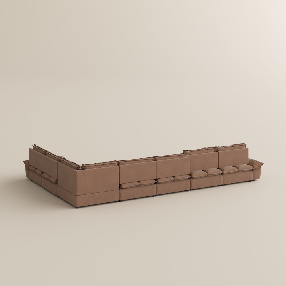 Partial Assembly Required Brown Suede Fabric Modular Sofas