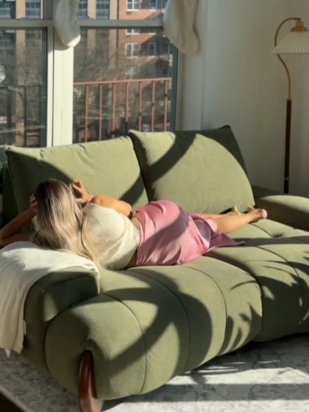 Geschwungenes Sofa Grün  Haustierfreundlicher Stoff Modular Sofas