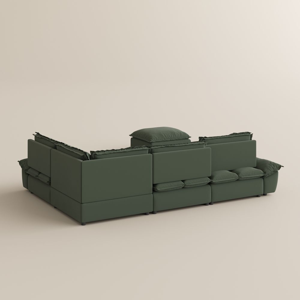 Hudson Green Suede Fabric Modular Sofas