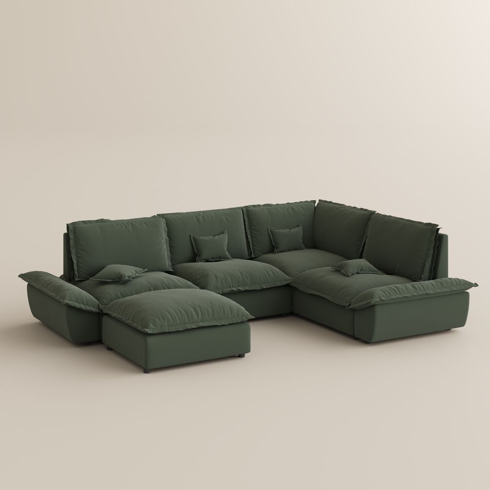 Sofas & Loveseats Green Suede Fabric Modular Sofas