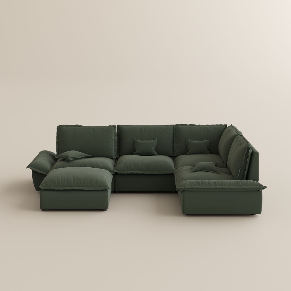 for 4 Green Suede Fabric Modular Sofas
