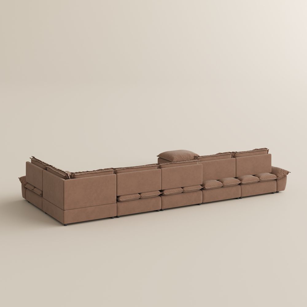 Comfortable Brown Suede Fabric Modular Sofas