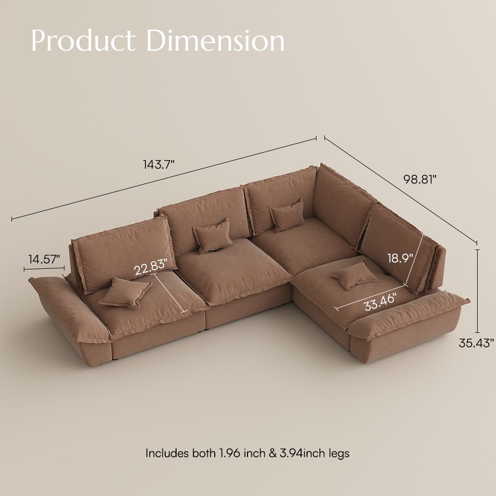 Sectionals Brown Suede Fabric Modular Sofas