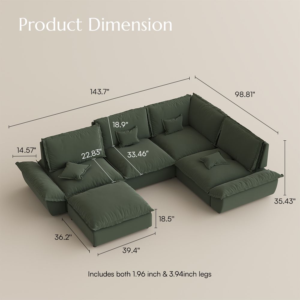 Pet Friendly Green Suede Fabric Modular Sofas