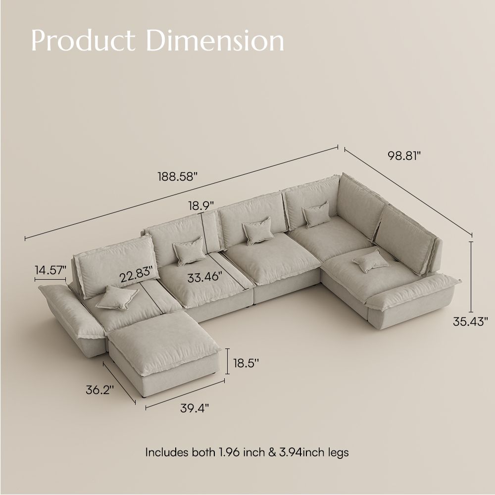 Modular Sofas Beige Suede Fabric Modular Sofas