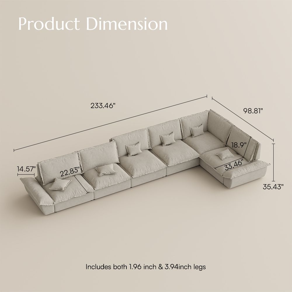 Medium Beige Suede Fabric Modular Sofas