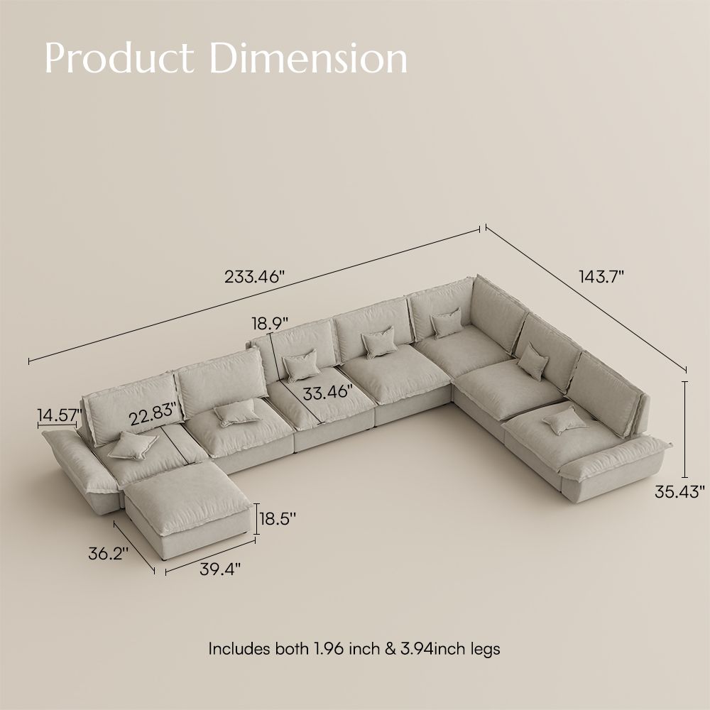 Modular Sofas Beige Suede Fabric Modular Sofas