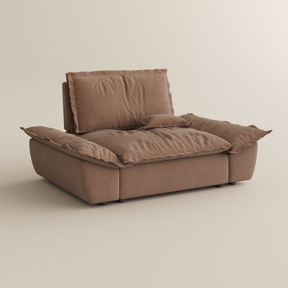 Extra Deep Seat Brown Suede Fabric Modular Sofas