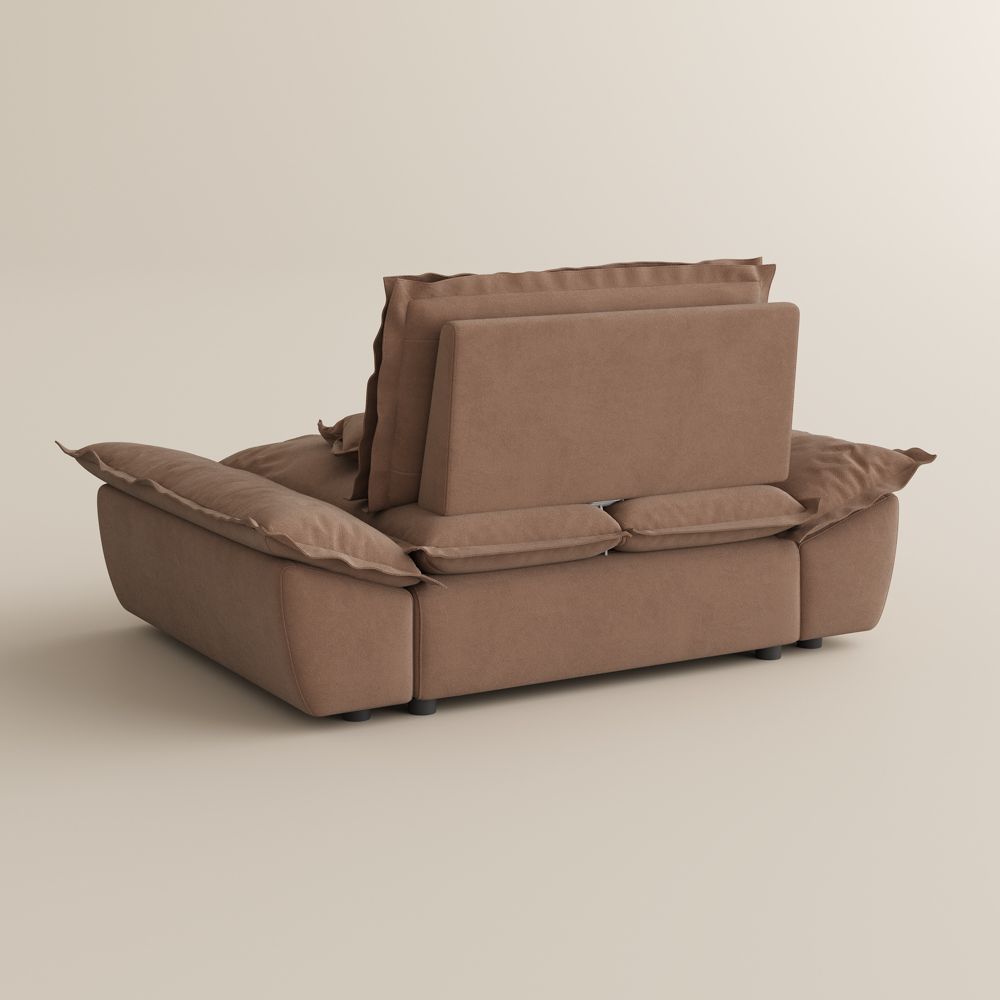 Relaxed Brown Suede Fabric Modular Sofas