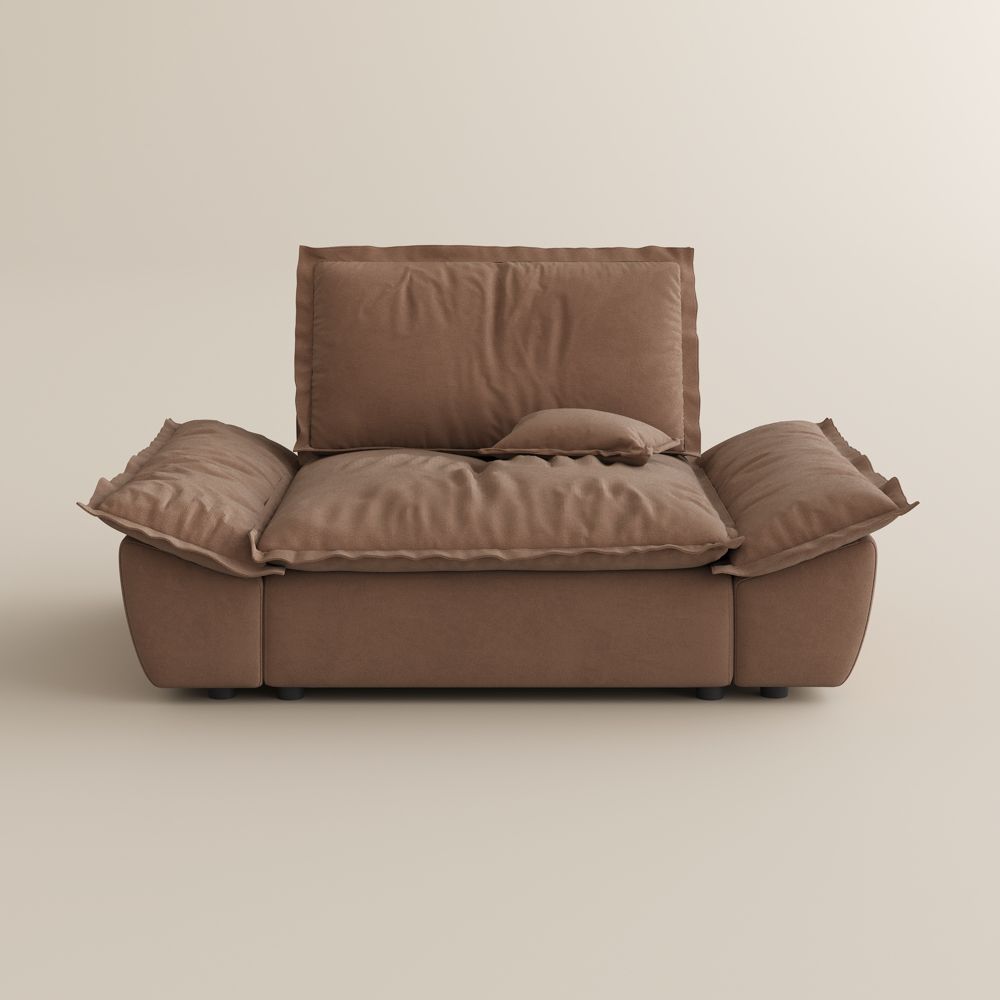 Modular Brown Suede Fabric Modular Sofas