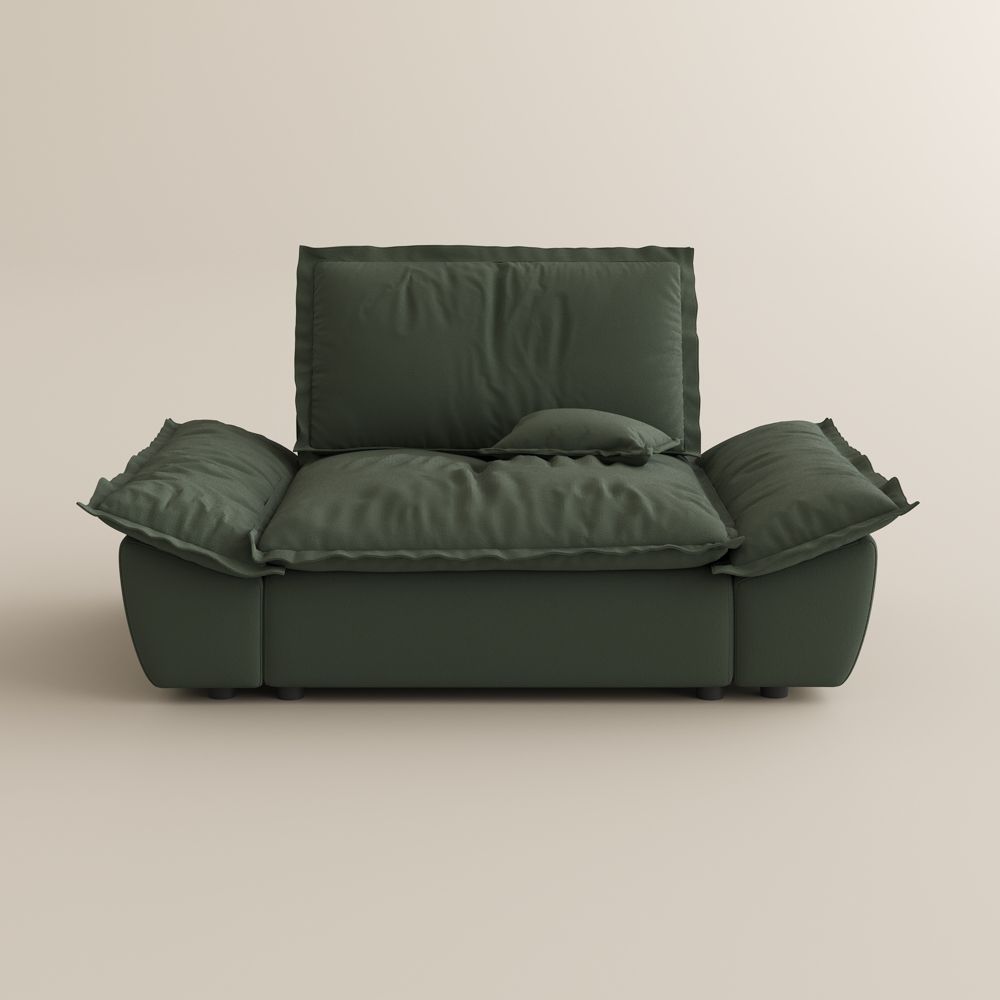 Extra Deep Seat Green Suede Fabric Modular Sofas
