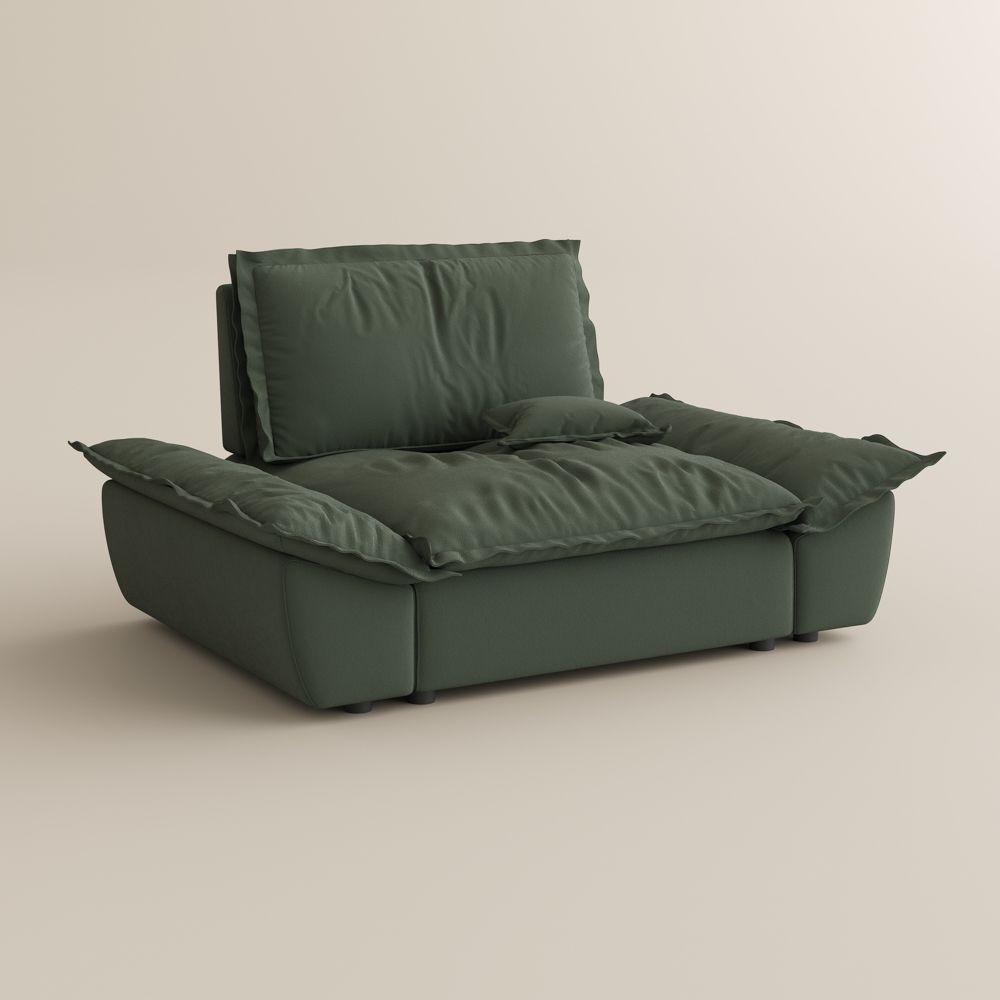 Modern Green Suede Fabric Modular Sofas