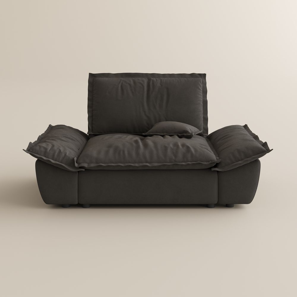 Gray Gray Suede Fabric Modular Sofas
