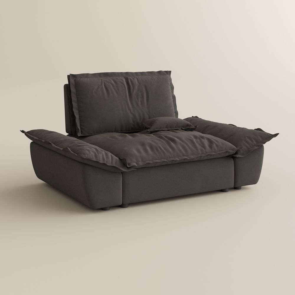 Modern Gray Suede Fabric Modular Sofas
