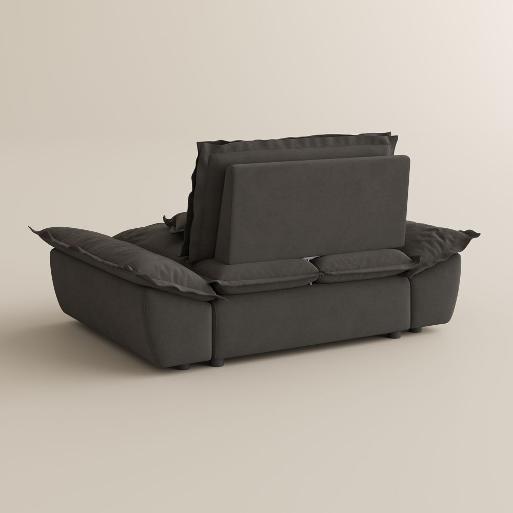 Pillow Armrest Gray Suede Fabric Modular Sofas