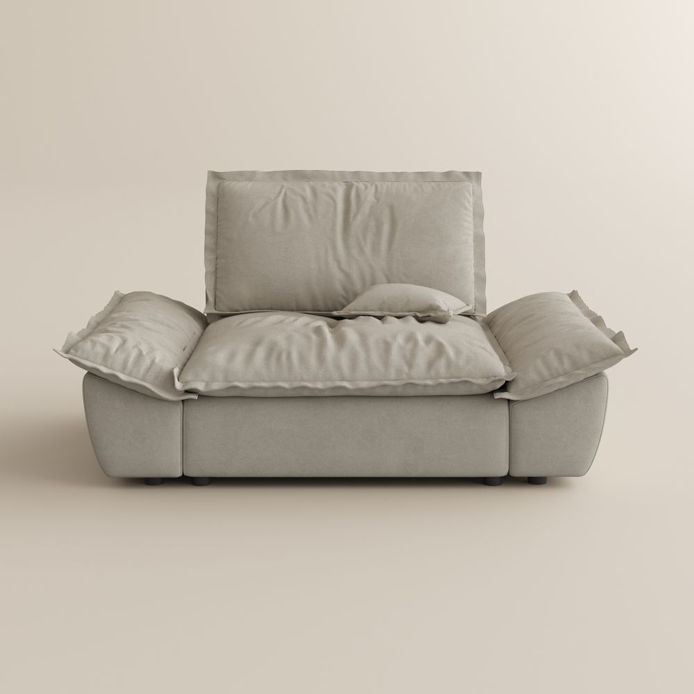 Adjustable Beige Suede Fabric Modular Sofas