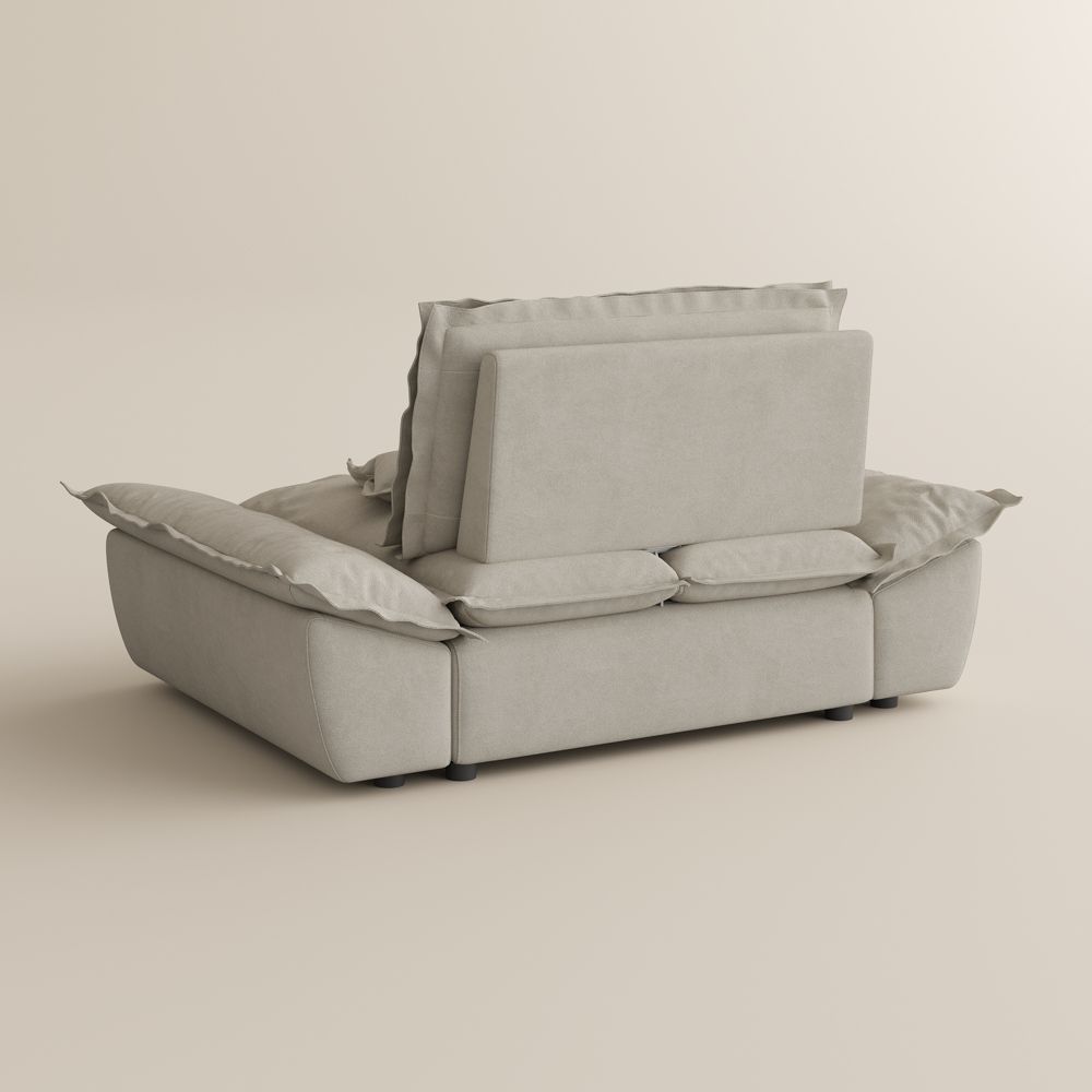 Beige Beige Suede Fabric Modular Sofas
