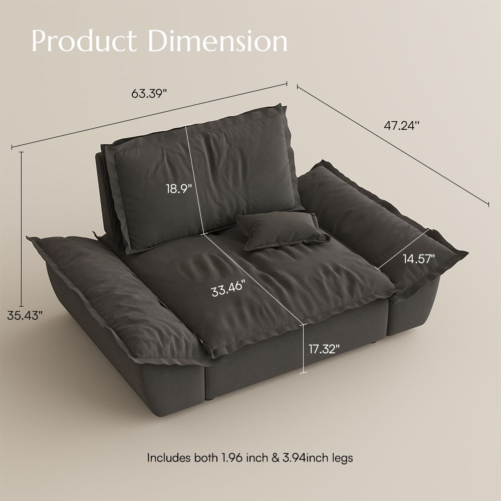 Bedroom Gray Suede Fabric Modular Sofas