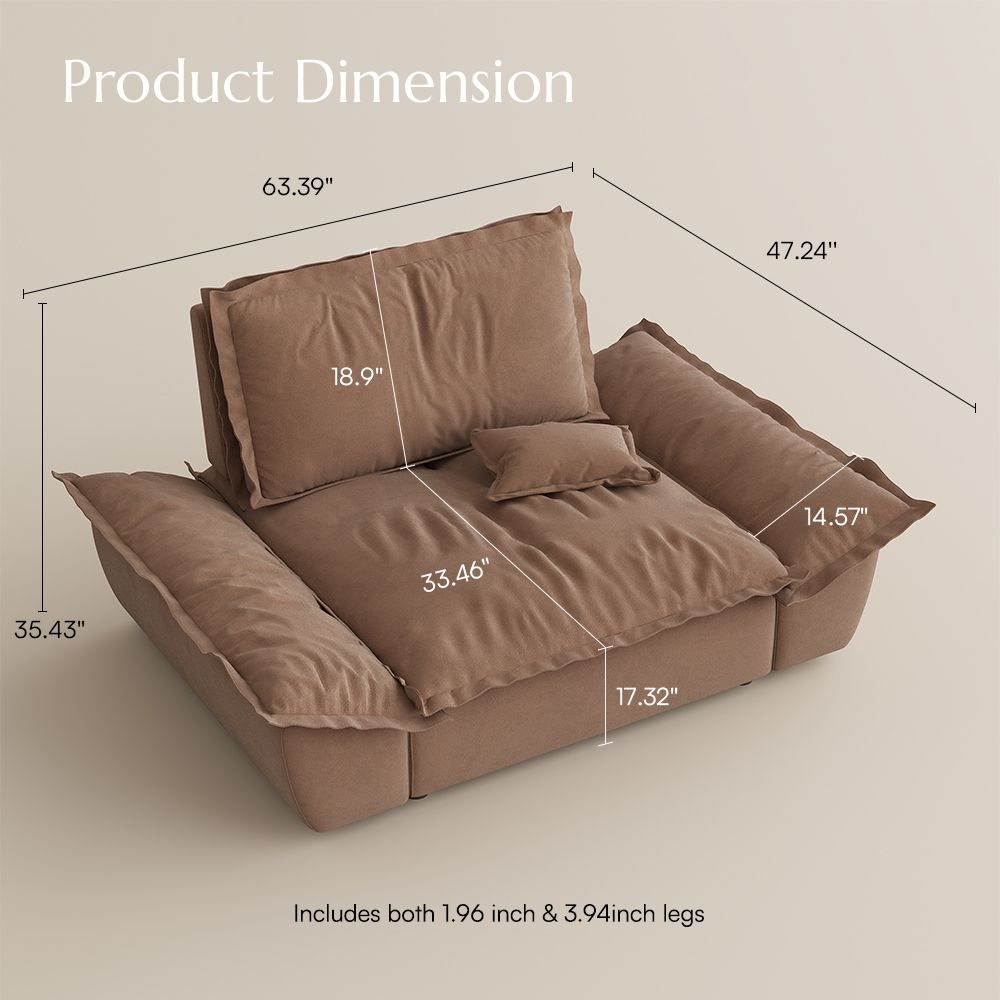 Living Room Brown Suede Fabric Modular Sofas